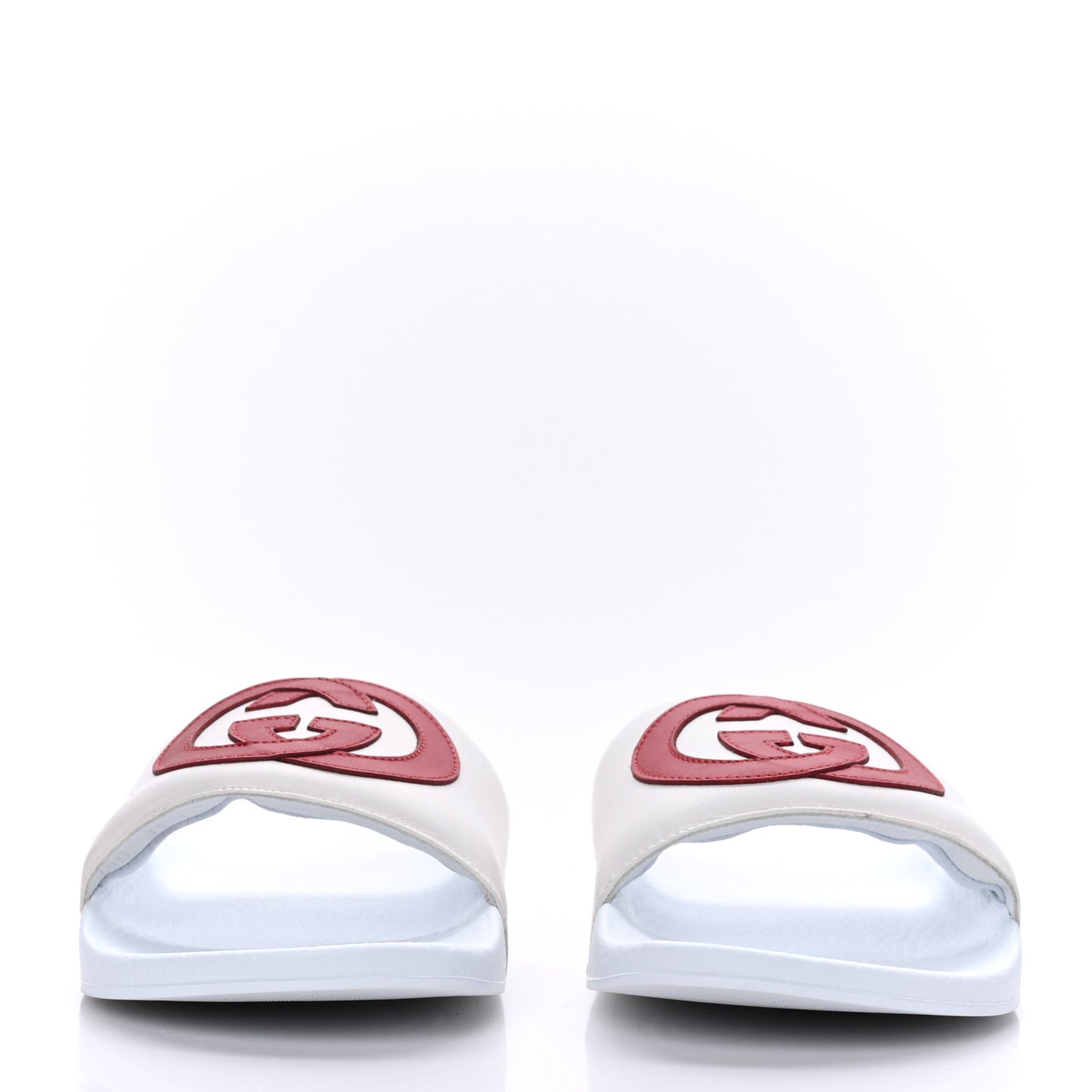 Nappa Miro Soft Calfskin Womens Interlocking G Slide Sandals 41 Great White Hibiscus Red