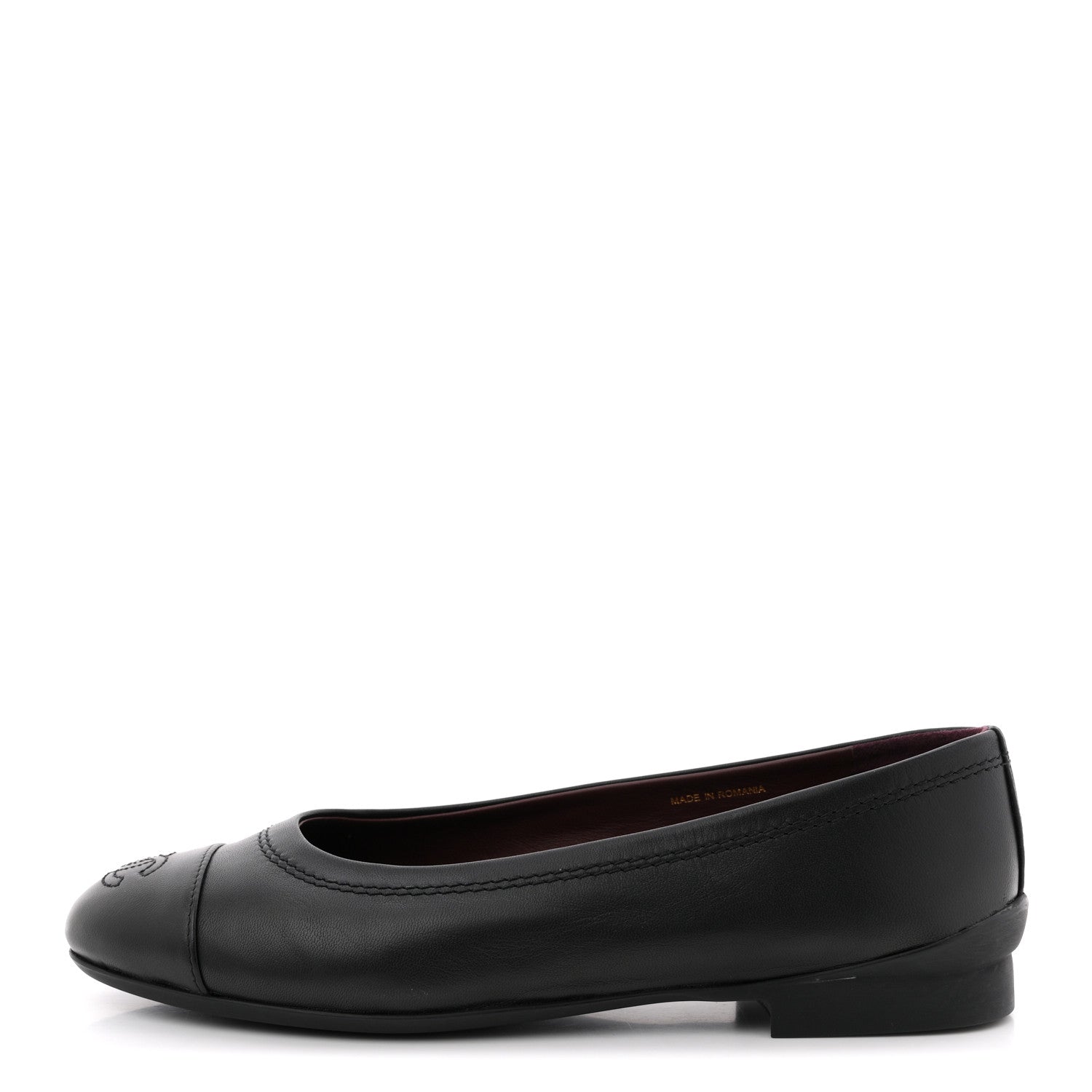 Chanel Lambskin Cap Toe CC Uniform Ballerina Flats 37.5 Black 1 of 9