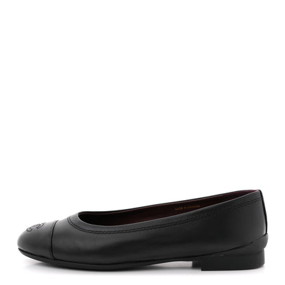 Chanel Lambskin Cap Toe CC Uniform Ballerina Flats 37.5 Black 1 of 9