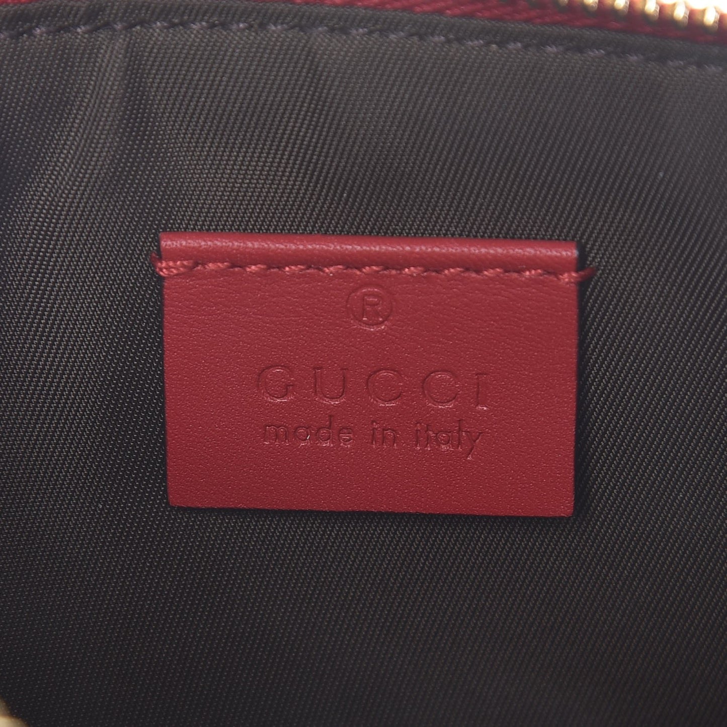 GG Supreme Monogram Merveilles Lips Zip Pouch Hibiscus Red