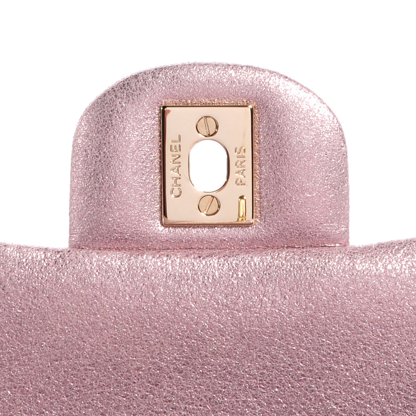 Metallic Goatskin Quilted Mini Flap Pink