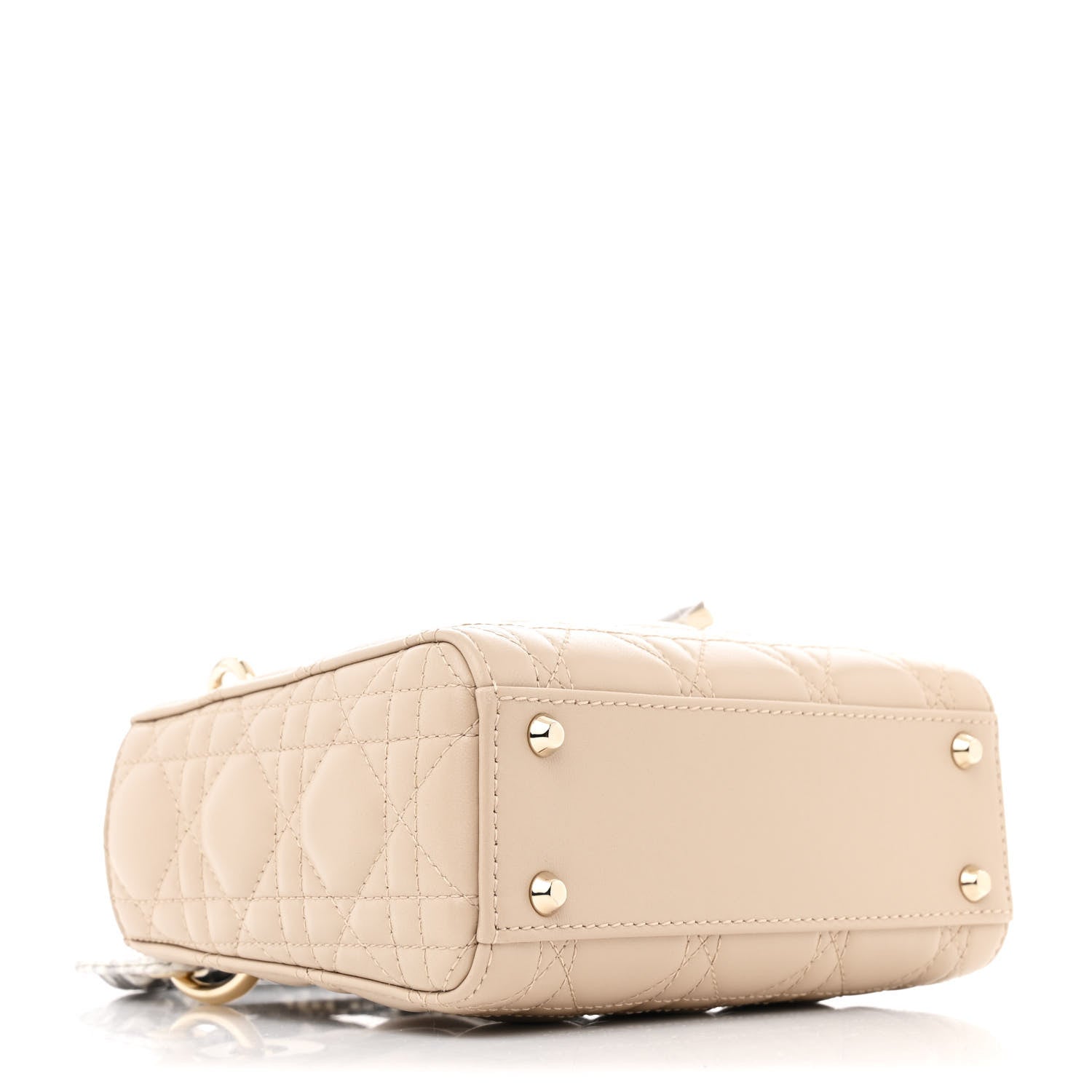Christian Dior Lambskin Snakeskin Top Handle Cannage Mini Lady Dior Light Beige Multicolor 4 of 11