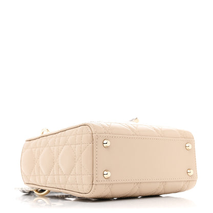 Christian Dior Lambskin Snakeskin Top Handle Cannage Mini Lady Dior Light Beige Multicolor 4 of 11