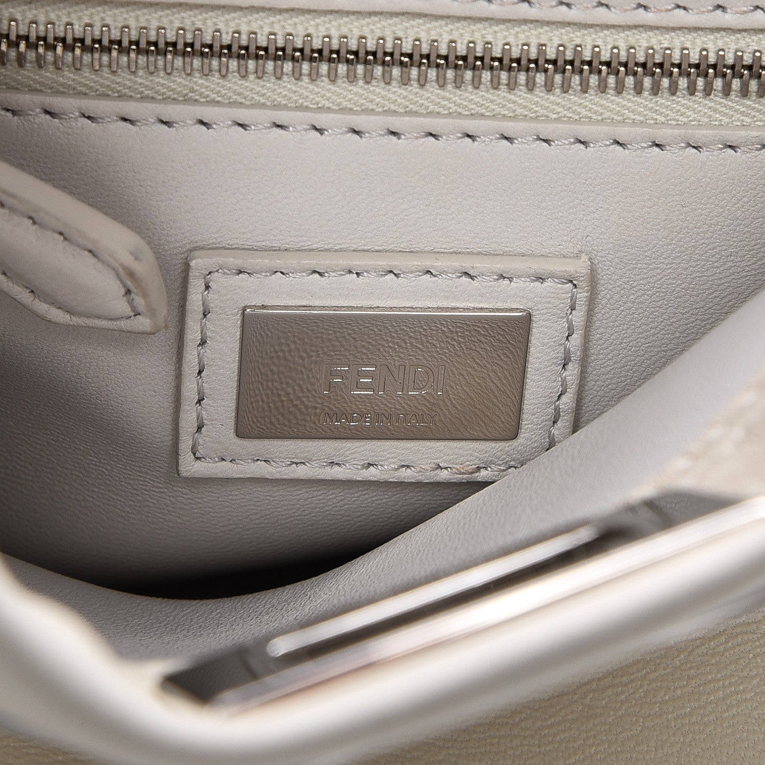 Fendi Nappa Lace Up Mini Peekaboo Iconic Satchel Bianco Carta 7 of 10