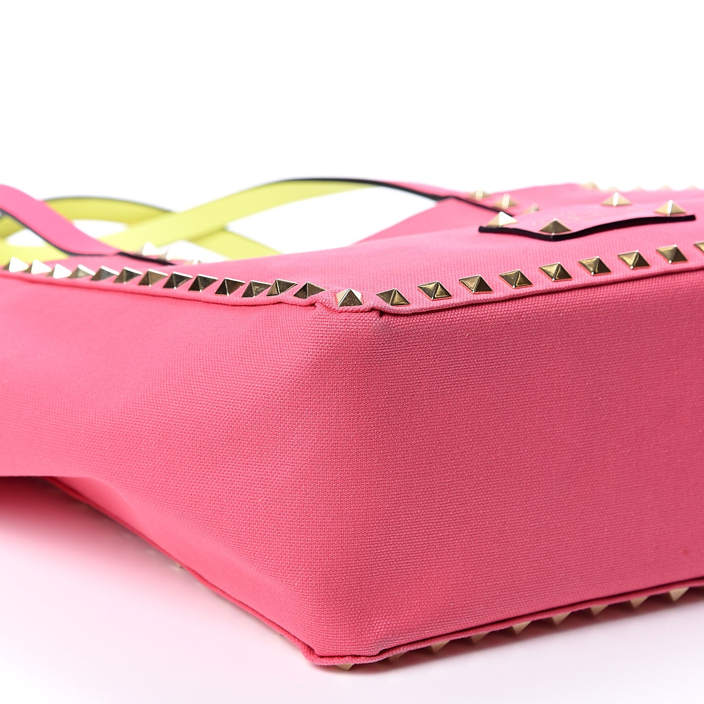 Canvas Small Rockstud Reversible Tote Pink Yellow