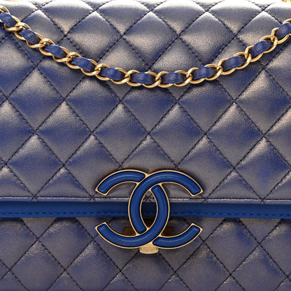 Chanel Metallic Calfskin Quilted Large CC Chic Flap Blue 9 of 9