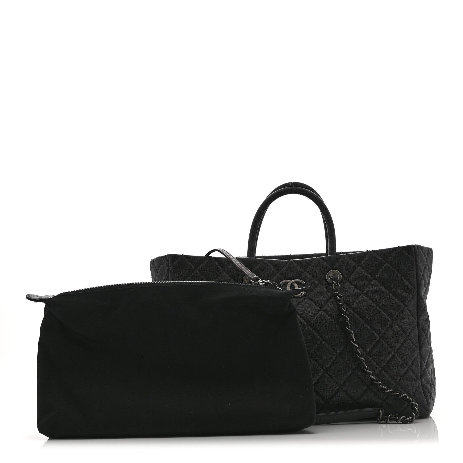 Chanel Caviar Quilted Large Coco Handle Shopping Tote Black 3 of 11