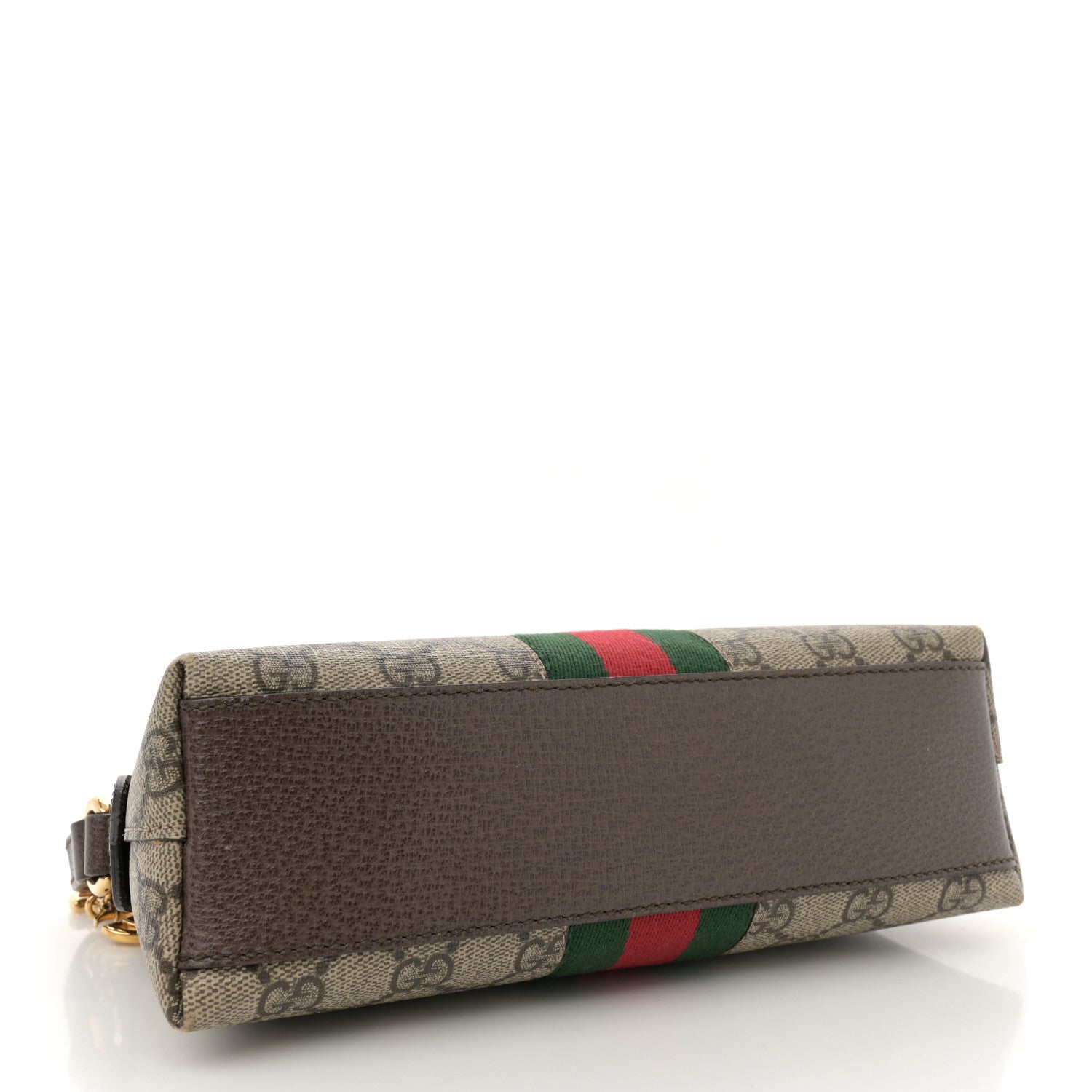 Gucci GG Supreme Monogram Textured Dollar Calfskin Web Small Ophidia Dome Shoulder Bag Beige Ebony New Acero 4 of 10
