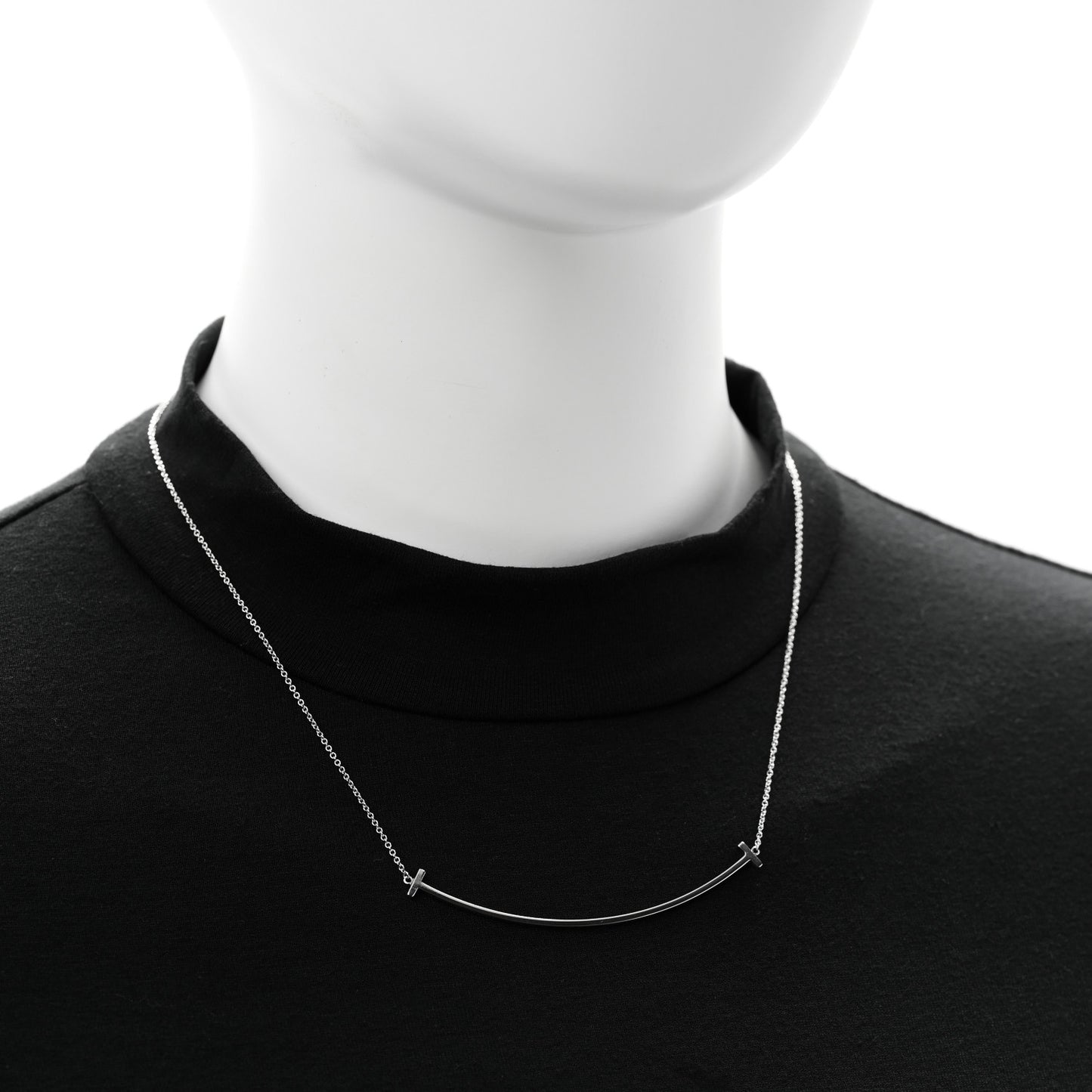 Sterling Silver Large T Smile Pendant Necklace