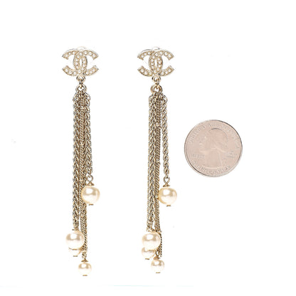 Chanel Pearl CC Chain Drop Earrings Gold 2 of 5