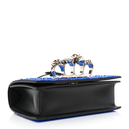 Alexander McQueen Calfskin Crystal Chain Clutch Blue Black 4 of 10