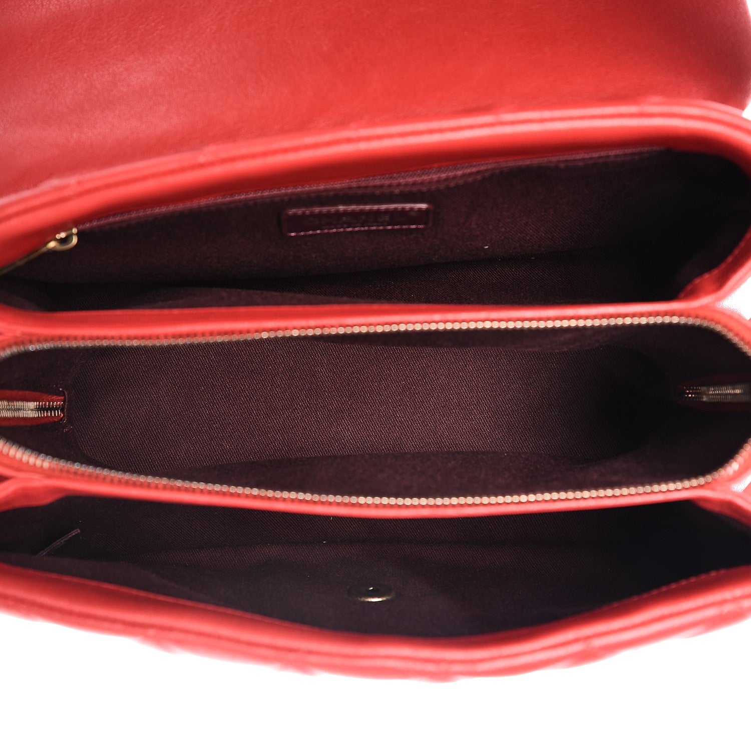 Chanel Shiny Sheepskin Quilted Large Trapezio Flap Red 5 of 7