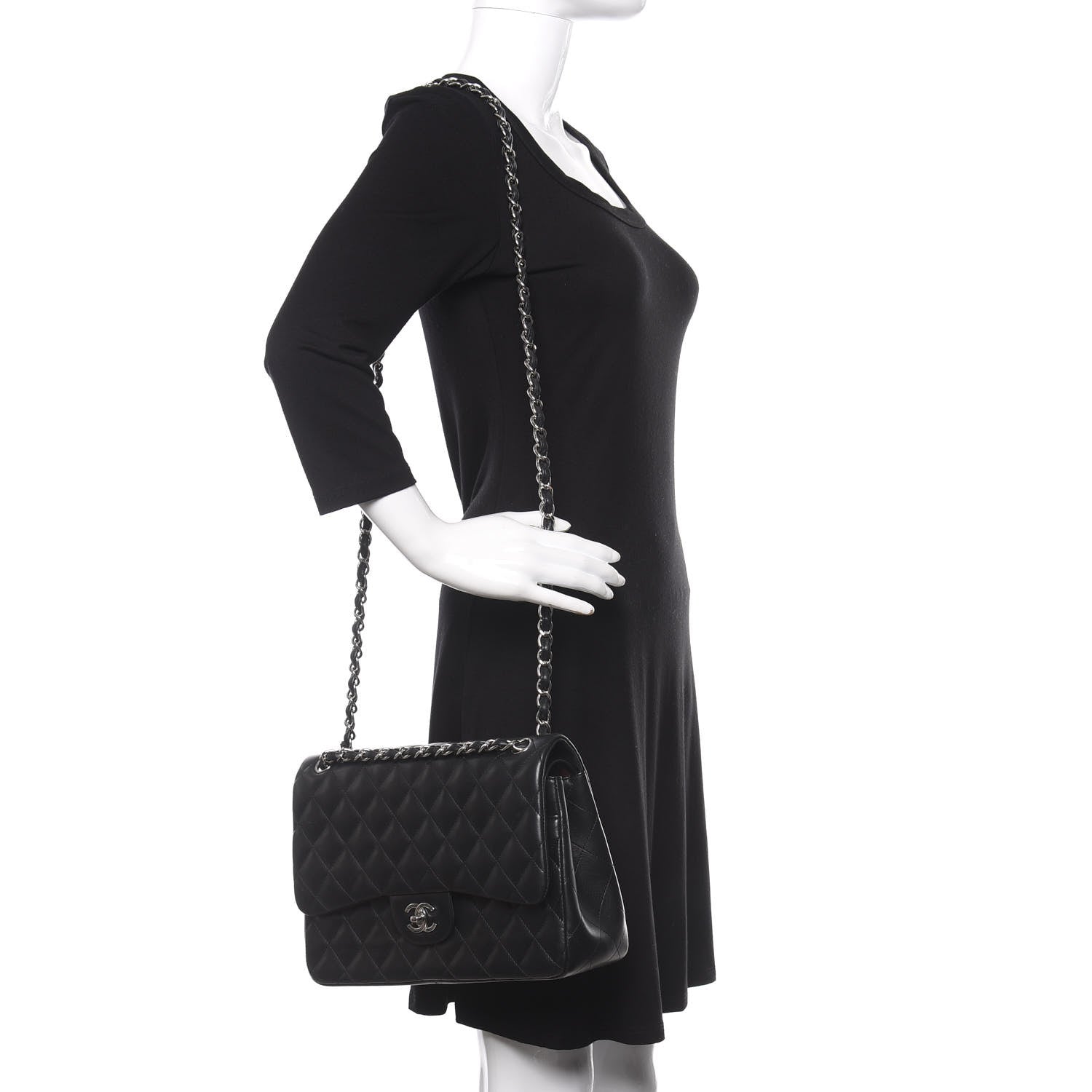 Chanel Lambskin Quilted Jumbo Double Flap Black 2 of 17