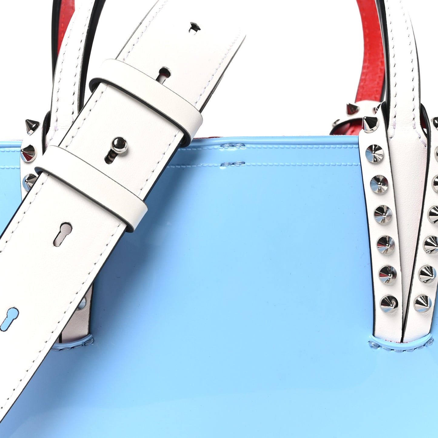 Patent Calfskin Spikes Mini East West Cabata Tote Splash