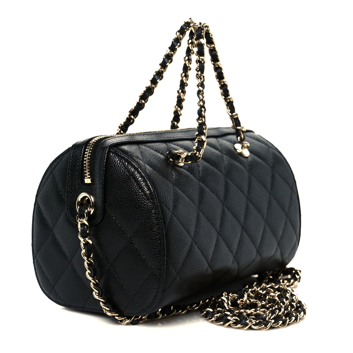 Chanel Caviar Quilted Barrel Clutch With Chain Black 3 of 11