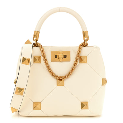 Valentino Garavani Nappa Small Roman Stud The Handle Bag Ivory 1 of 10