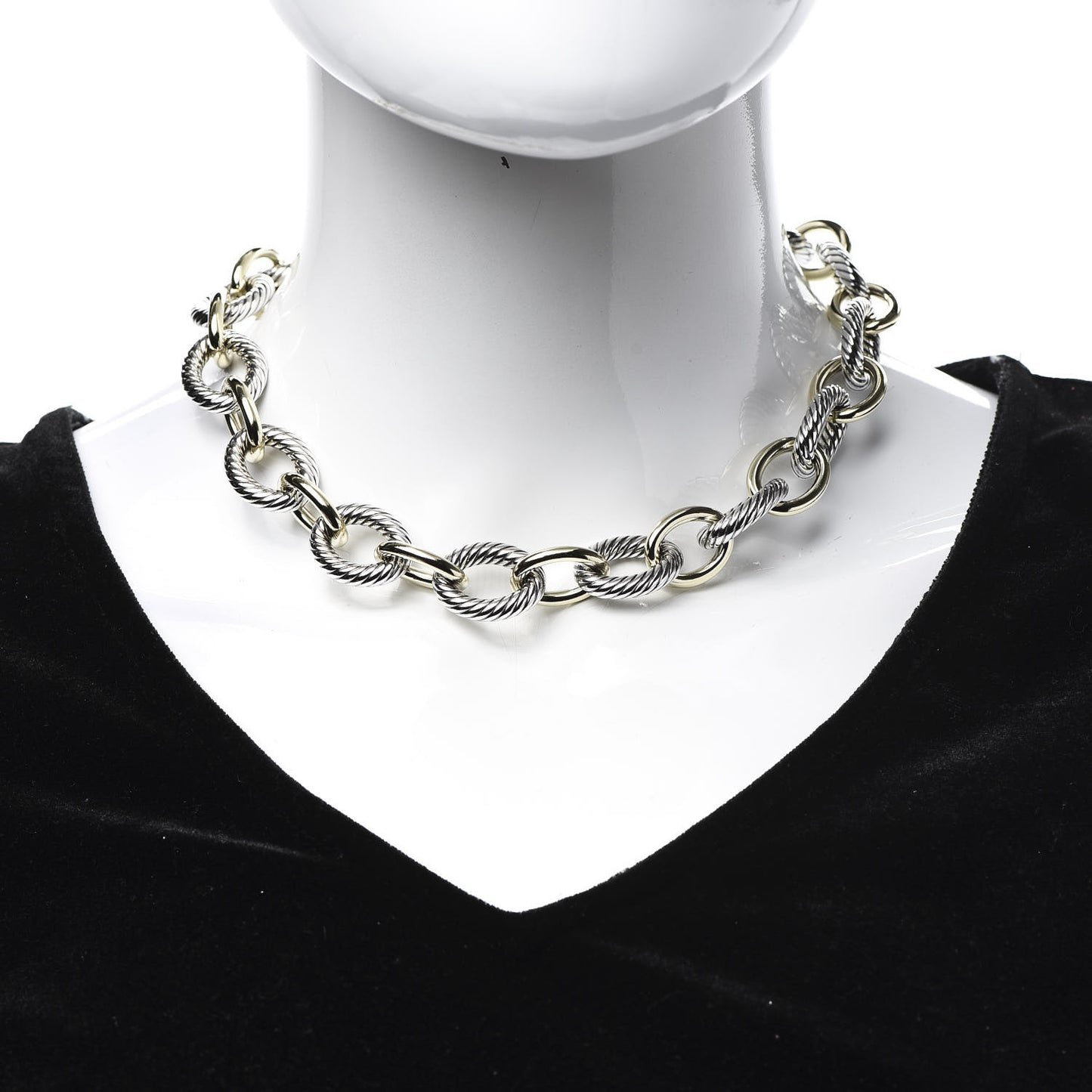 Sterling Silver 18K Yellow Gold 23mm Extra Large Oval Link Necklace