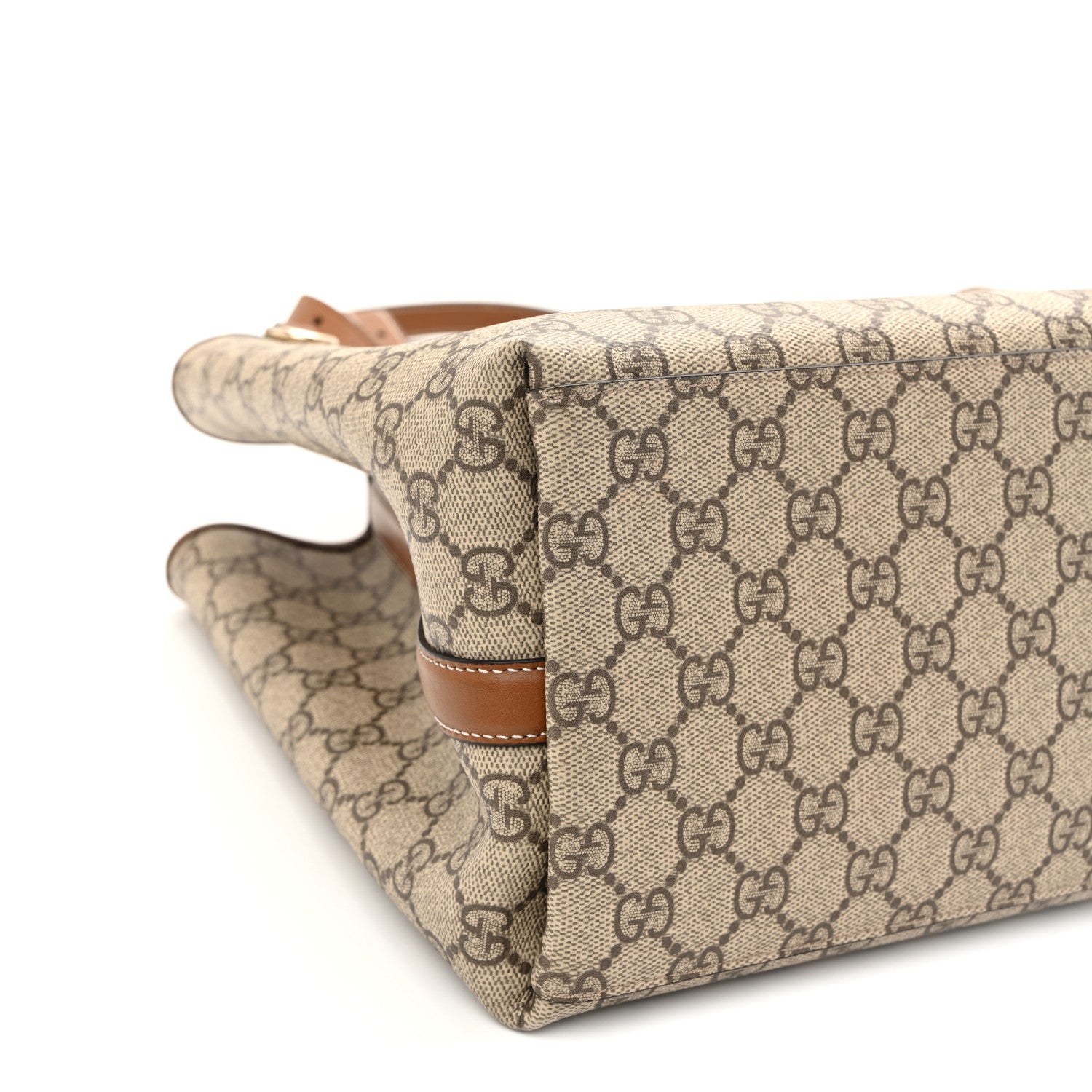 Gucci GG Supreme Monogram Emblem Large Tote Bag Beige Dark Brown 8 of 9