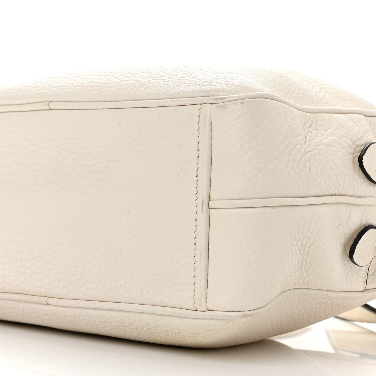 Vitello Daino Medium Double Zip Shoulder Bag White