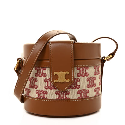Celine Calfskin Triomphe Canvas Medium Tambour Bag Fox Red 1 of 5