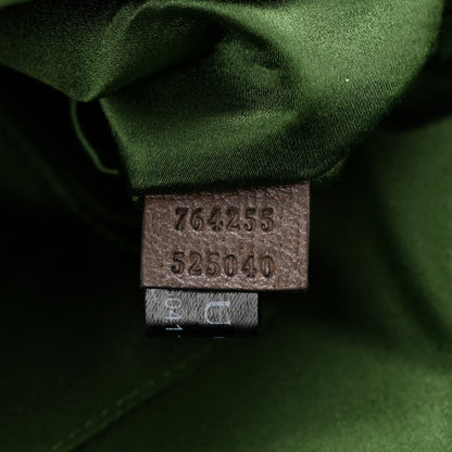 Gucci Monogram Textured Dollar Calfskin Heavy Grosgrain Web Medium Maxi Horsebit Chain Shoulder Bag Beige Ebony New Acero 7 of 10