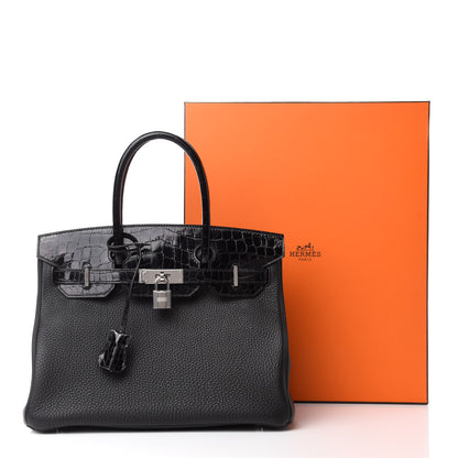 Hermes Togo Shiny Niloticus Crocodile Birkin Touch 30 Black 11 of 11