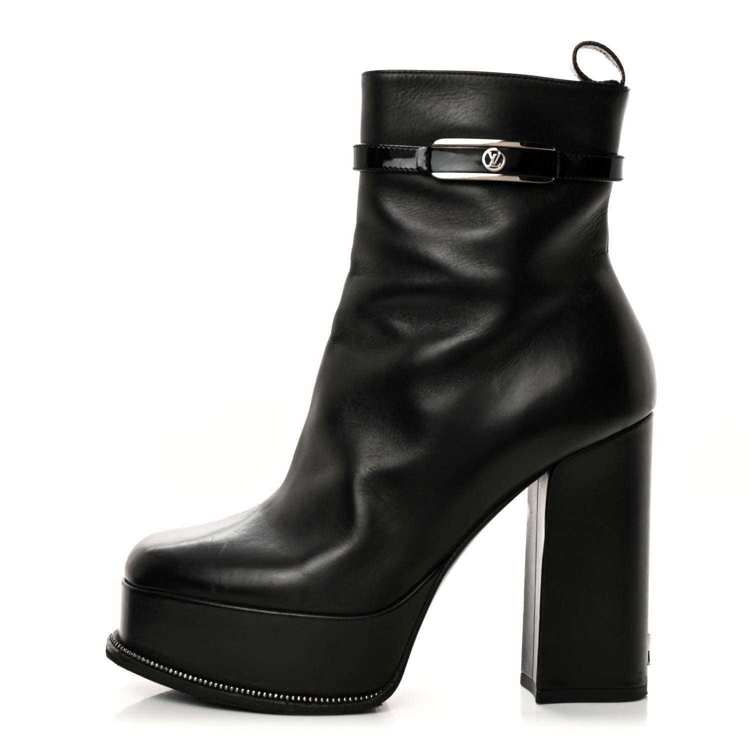 Louis Vuitton Calfskin Monogram Platform Ankle Boots 37 Black 1 of 9