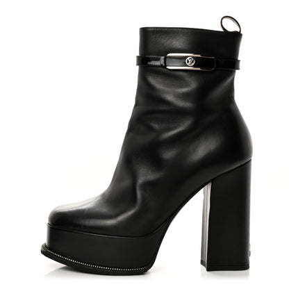 Louis Vuitton Calfskin Monogram Platform Ankle Boots 37 Black 1 of 9