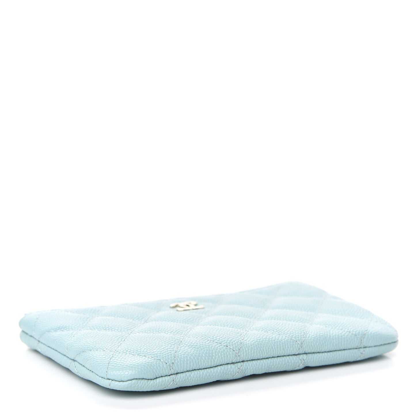 Caviar Quilted Small Cosmetic Case Light Blue