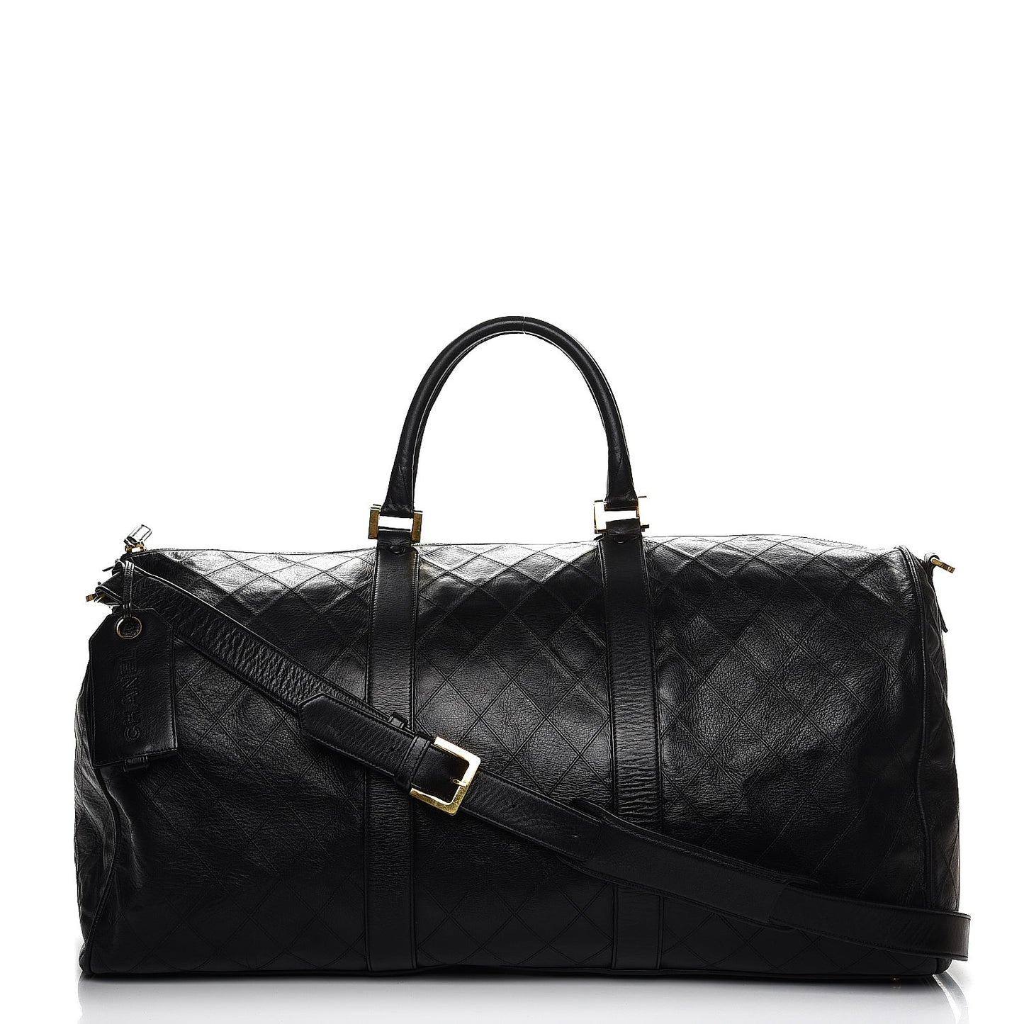 Calfskin Stitched Duffel Bag Black