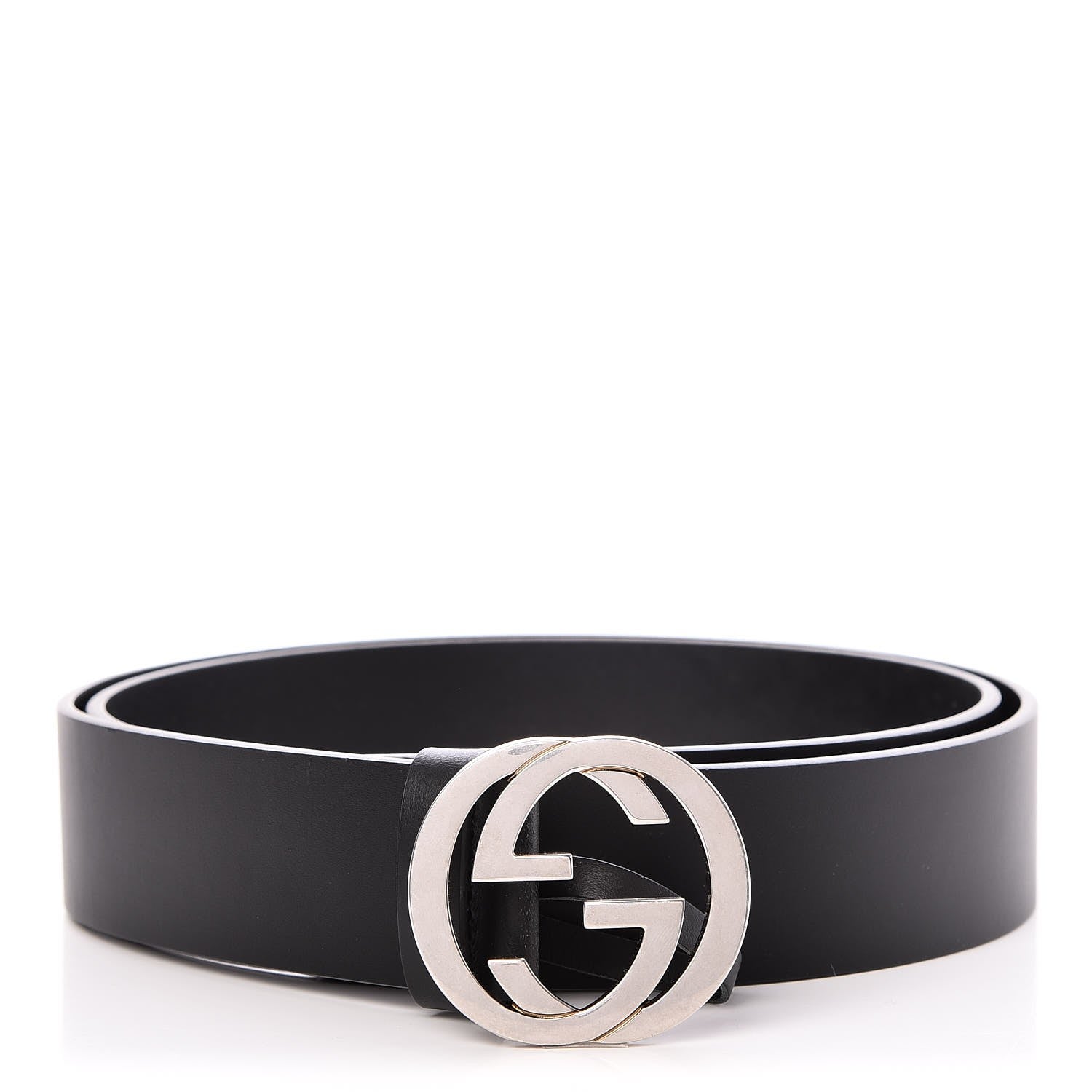 Gucci Selleria Calfskin Nickel Interlocking G 37mm Belt 100 40 Black 1 of 6