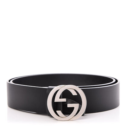 Gucci Selleria Calfskin Nickel Interlocking G 37mm Belt 100 40 Black 1 of 6
