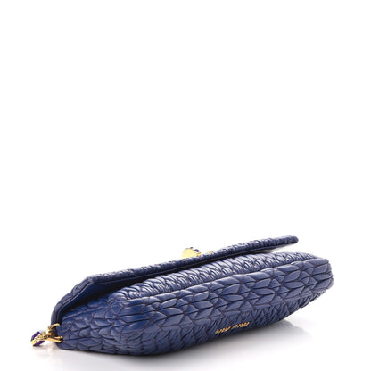 Miu Miu Nappa Matelasse Crystal Flap Clutch Dark Blue 4 of 9