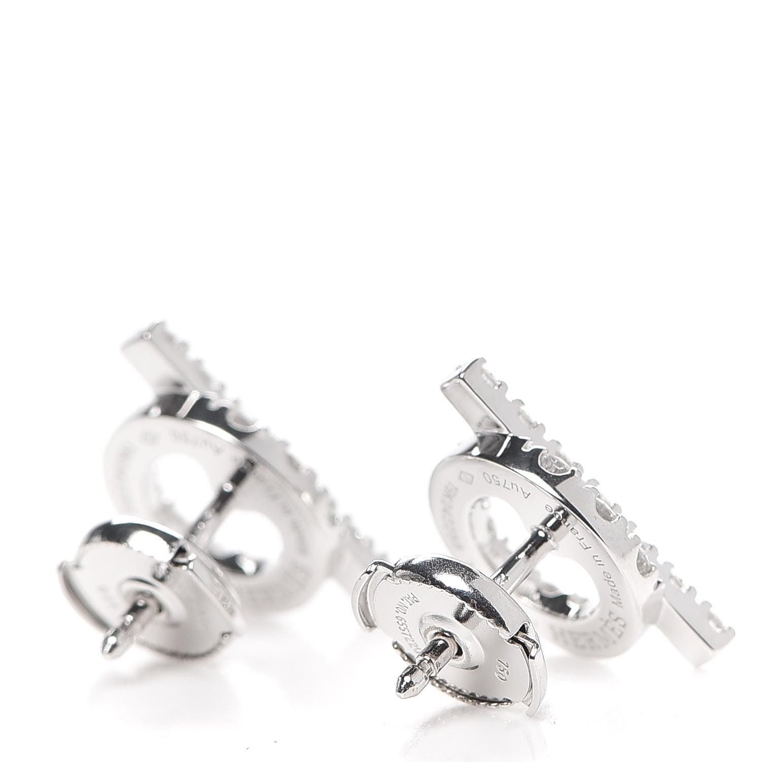 Hermes 18K White Gold Diamond Finesse Earrings 3 of 5