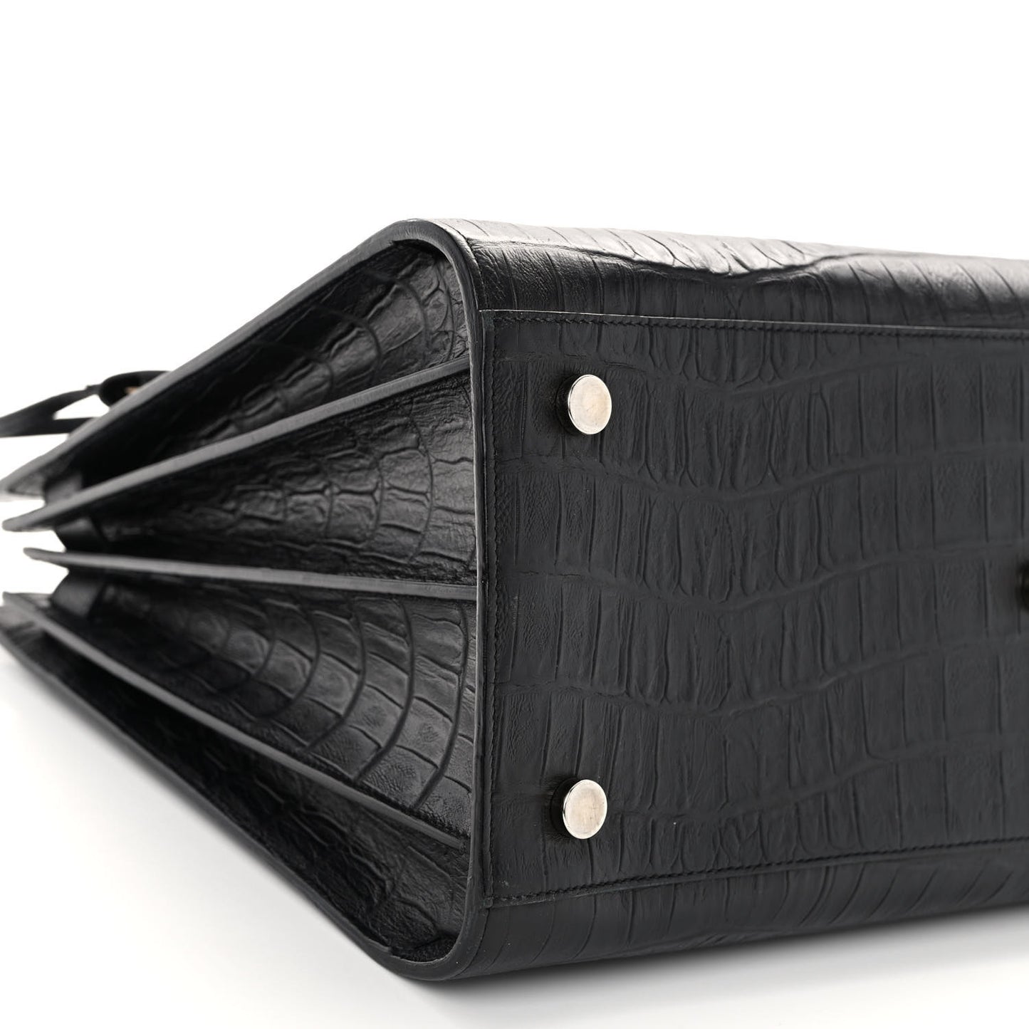 Calfskin Crocodile Embossed Large Sac De Jour Carryall Black