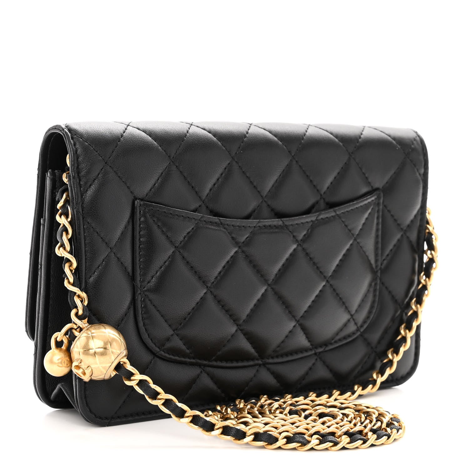 Chanel Lambskin Quilted Pearl Crush Wallet On Chain WOC Black 3 of 10