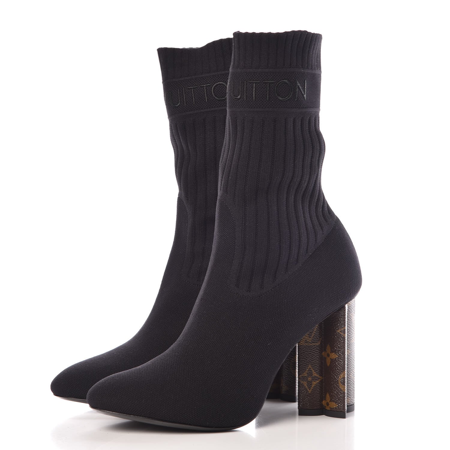 Louis Vuitton Monogram Stretch Fabric Silhouette Ankle Boots 41 Black 3 of 7
