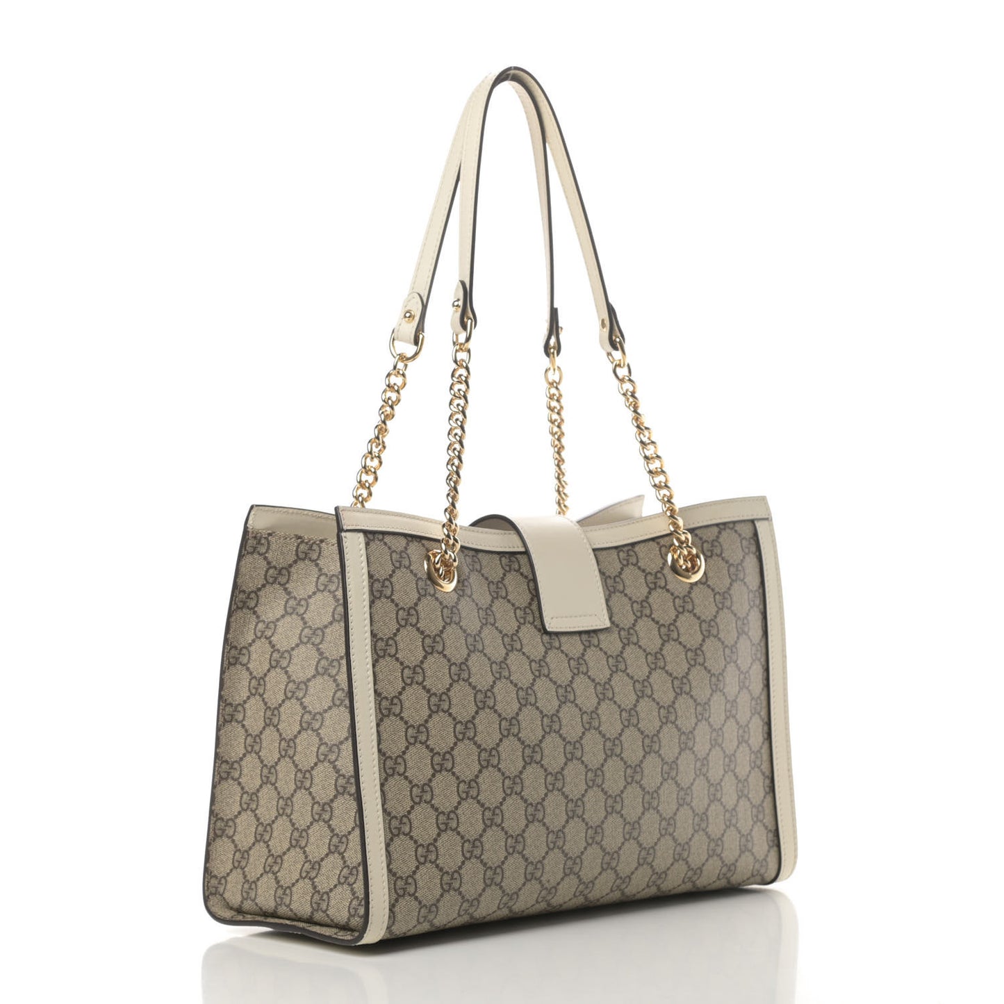 GG Supreme Monogram Medium Padlock Tote White