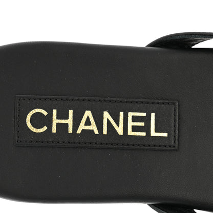 Chanel Shiny Lambskin Crystal CC Thong Sandals 40.5 Black 7 of 10