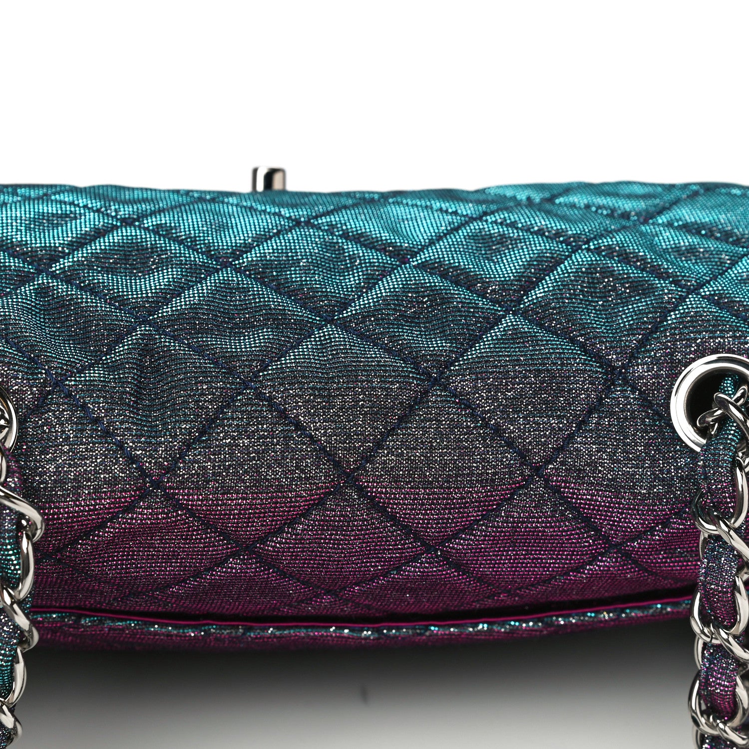 Chanel Iridescent Glitter Fabric Jumbo Single Flap Multicolor 12 of 16