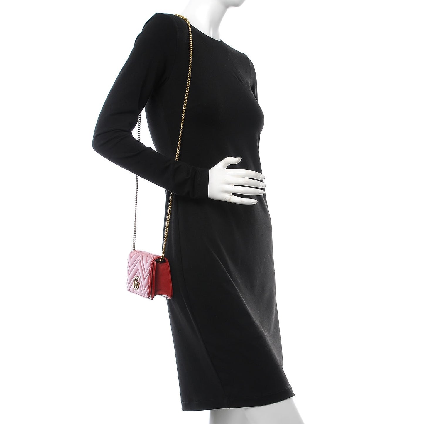 Calfskin Matelasse GG Marmont Mini Bag Hibiscus Red