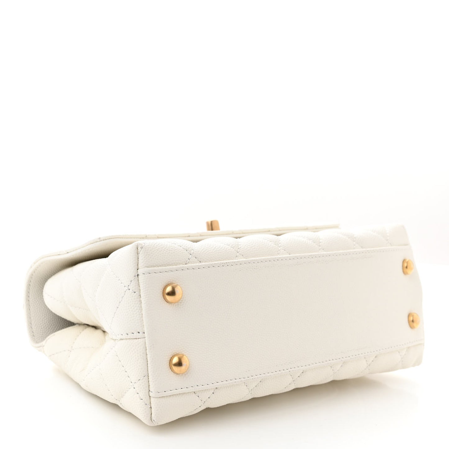 Caviar Quilted Mini Coco Chain Handle Flap White