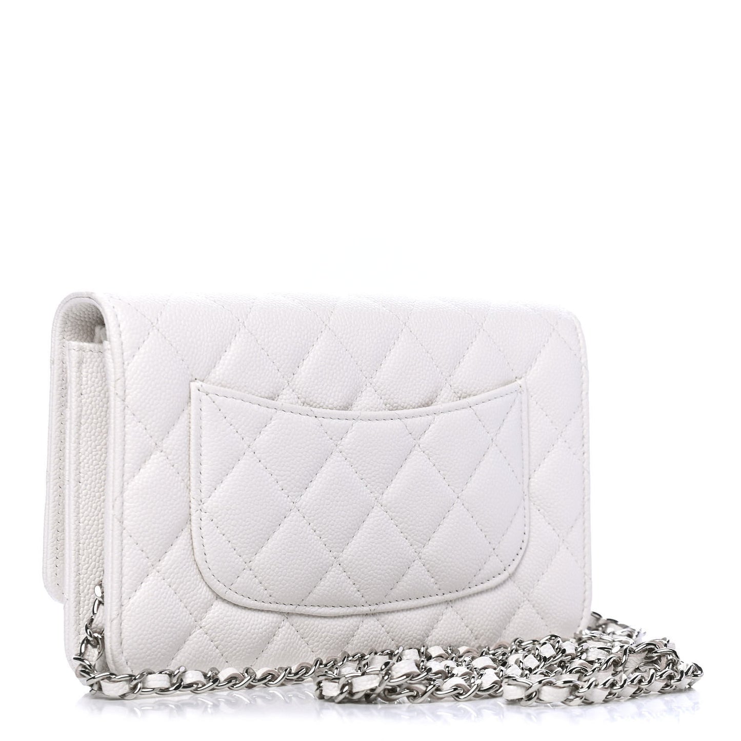 Caviar Quilted Wallet On Chain WOC White