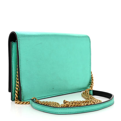 Saint Laurent Laminated Calfskin Classic Monogram Kate Tassel Chain Wallet Green 3 of 14