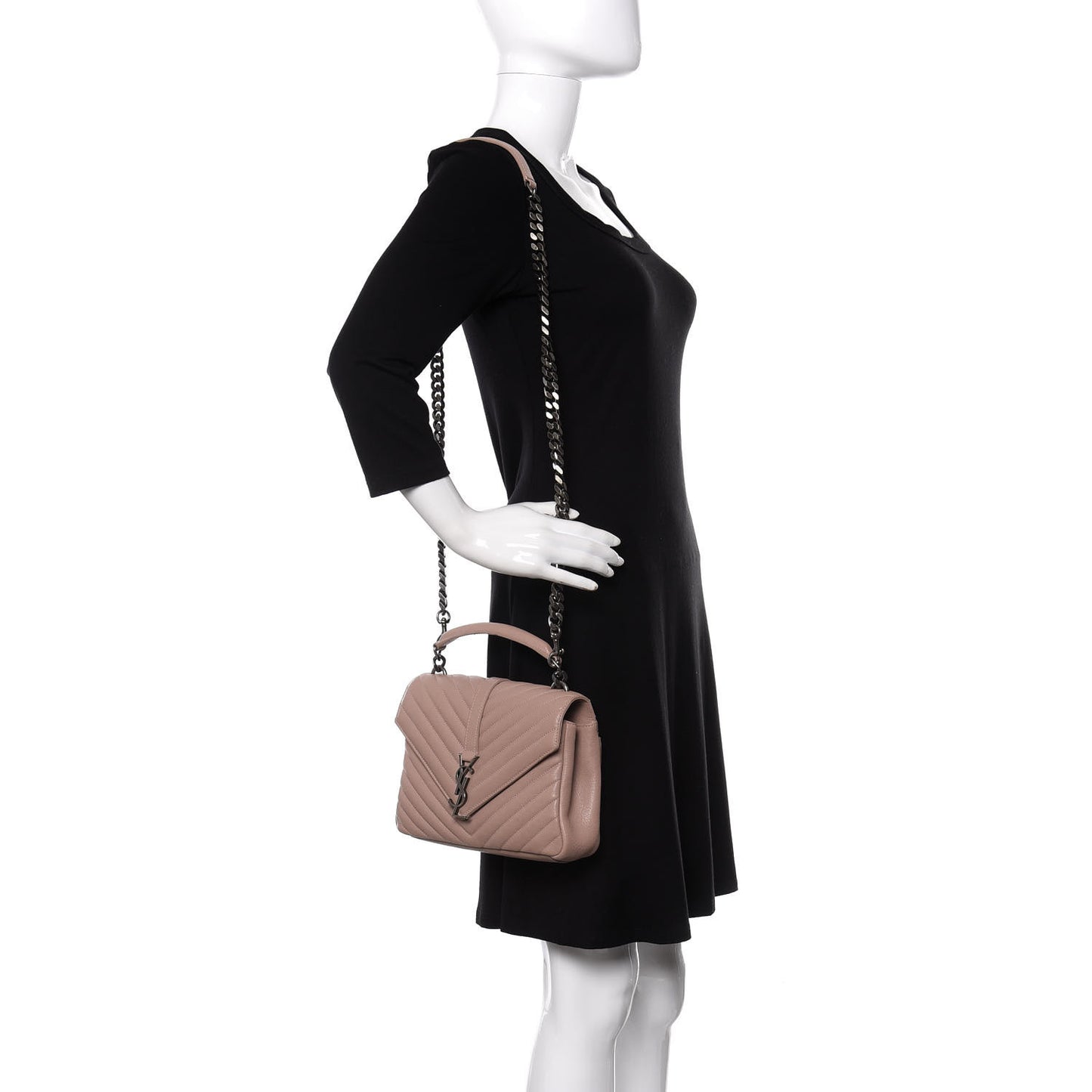 Sheepskin Matelasse Chevron Monogram Medium College Bag Rose Poudre