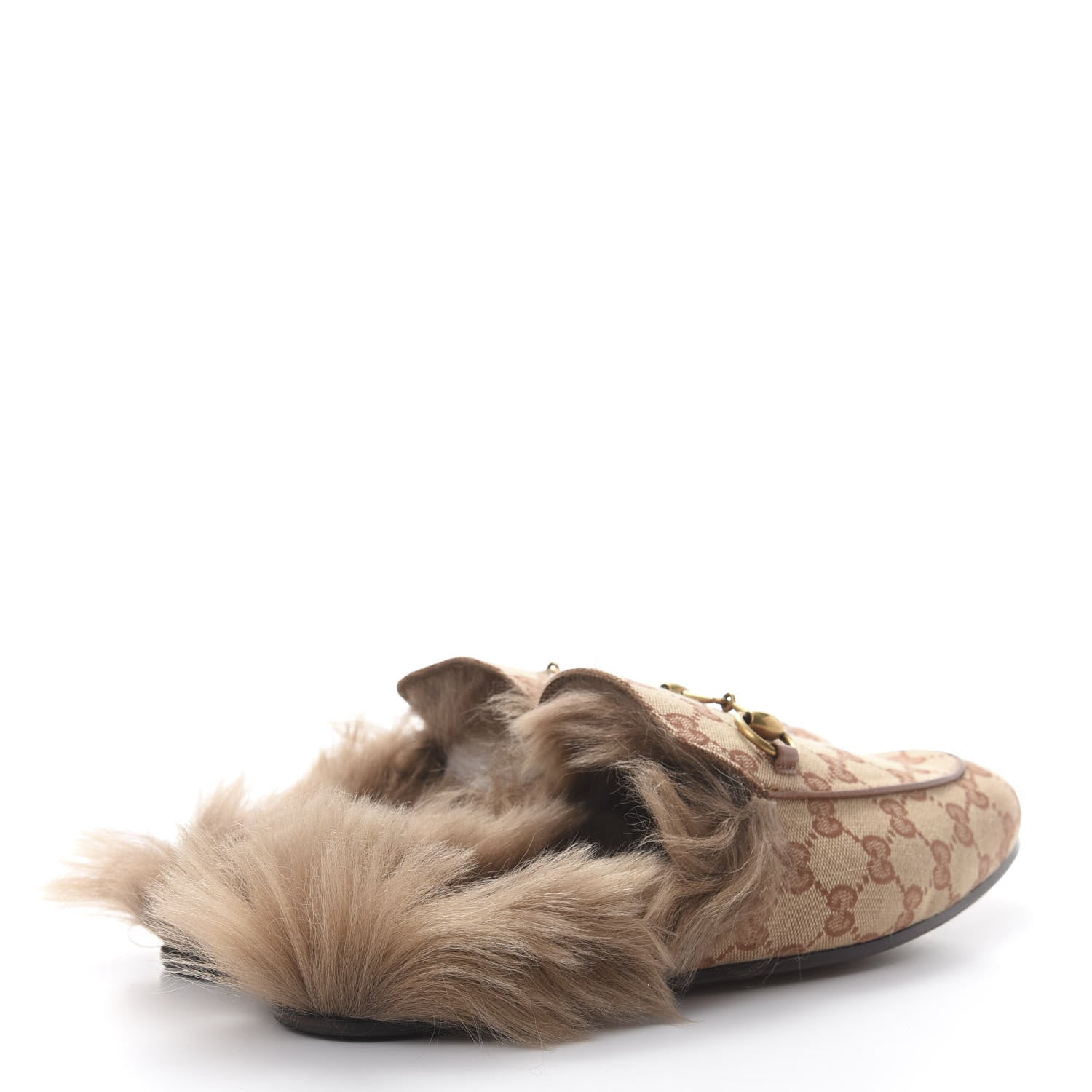 Gucci GG Monogram Fur Mens Princetown Slippers 8 Beige Ruggine Rust 4 of 8