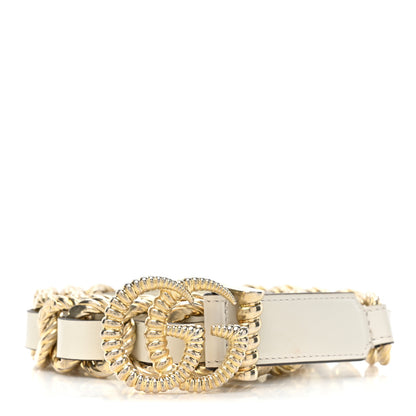 Gucci Calfskin Torchon Double G Chain 25mm Belt 85 34 Mystic White 1 of 4
