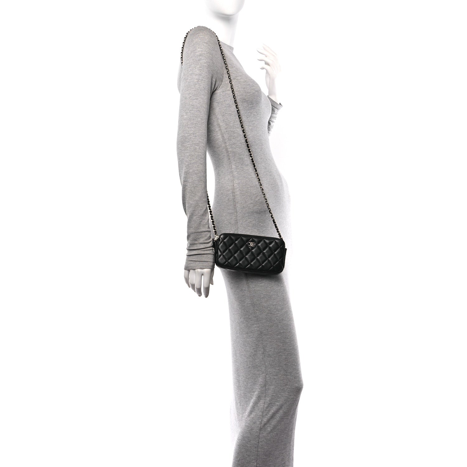 Chanel Lambskin Quilted Small Clutch With Chain Black 2 of 10