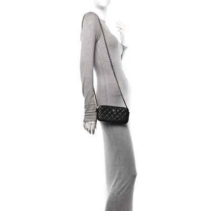 Chanel Lambskin Quilted Small Clutch With Chain Black 2 of 10
