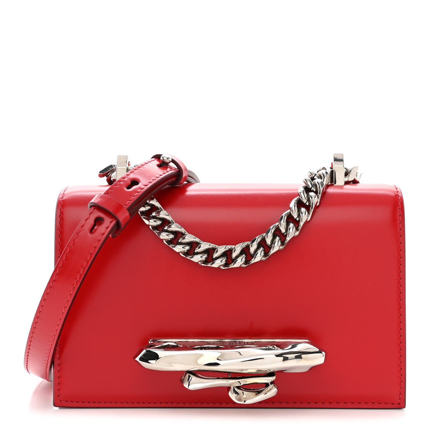Alexander McQueen Calfskin Sculptural Knuckle Crossbody Red 1 of 10